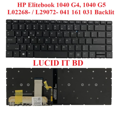 HP EliteBook 1040 G4 & x360 1040 G5 Backlit Keyboard (US Layout, Black) — Compatible with Part Numbers L02268‑ / L29072‑041, 161‑031